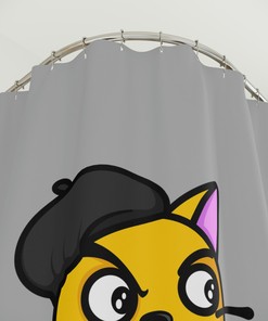 Le Meow Shower Curtain - Cat Lover Bathroom Decor