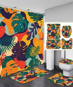 Leaf Palm Leaves Print Shower Curtain - Tropical Bathroom Decor