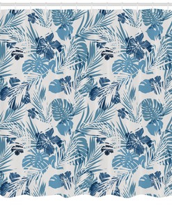 Leaf Shower Curtain - Hawaiian Flowers Palm Tree Print - Bathroom Decor