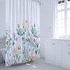 Leaf and Flower Shower Curtain, Waterproof Fabric for Bathroom Decor