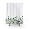 Leafy Botanical Shower Curtain - Eucalyptus Leaves Plants Print - Countryside Garden Pattern