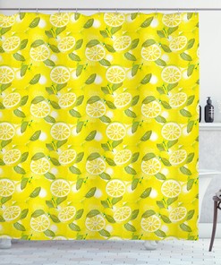 Leafy Green Plant Print Shower Curtain for a Nature-inspired Bathroom.