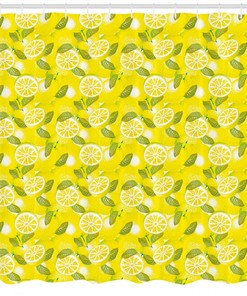Leafy Green Plant Print Shower Curtain for a Nature-inspired Bathroom.