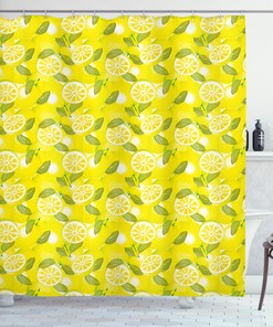Leafy Green Plant Print Shower Curtain for a Nature-inspired Bathroom.