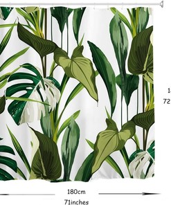 Leafy Palm Shower Curtain for Green Tropical Jungle Bathroom Decor