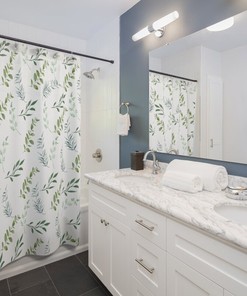 Leafy Spa Shower Curtain, Sage Green Botanical Design for Nature Lovers