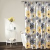 Leah Large Blooms Shower Curtain in a Yellow and Gray Fabric Print Design for the Bathroom