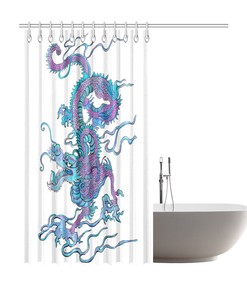 Legendary Creature Chinese Flying Dragon Waterproof Shower Curtain for Bathroom Decor