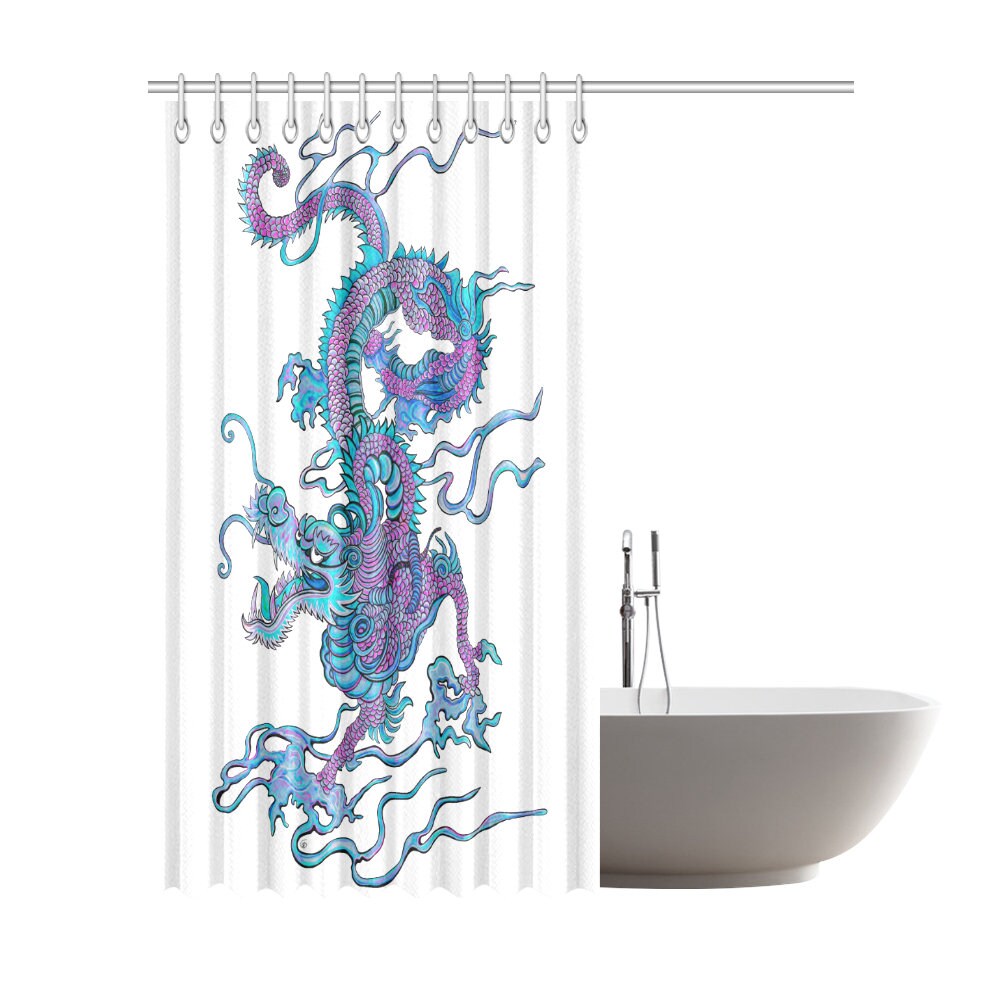 Legendary Creature Chinese Flying Dragon Waterproof Shower Curtain for Bathroom Decor