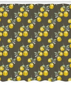 Lemon Branches Growth Print Shower Curtain for a Refreshing and Nature-inspired Bathroom Decor