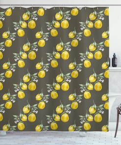Lemon Branches Growth Print Shower Curtain for a Refreshing and Nature-inspired Bathroom Decor