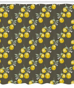 Lemon Branches Growth Print Shower Curtain for a Refreshing and Nature-inspired Bathroom Decor