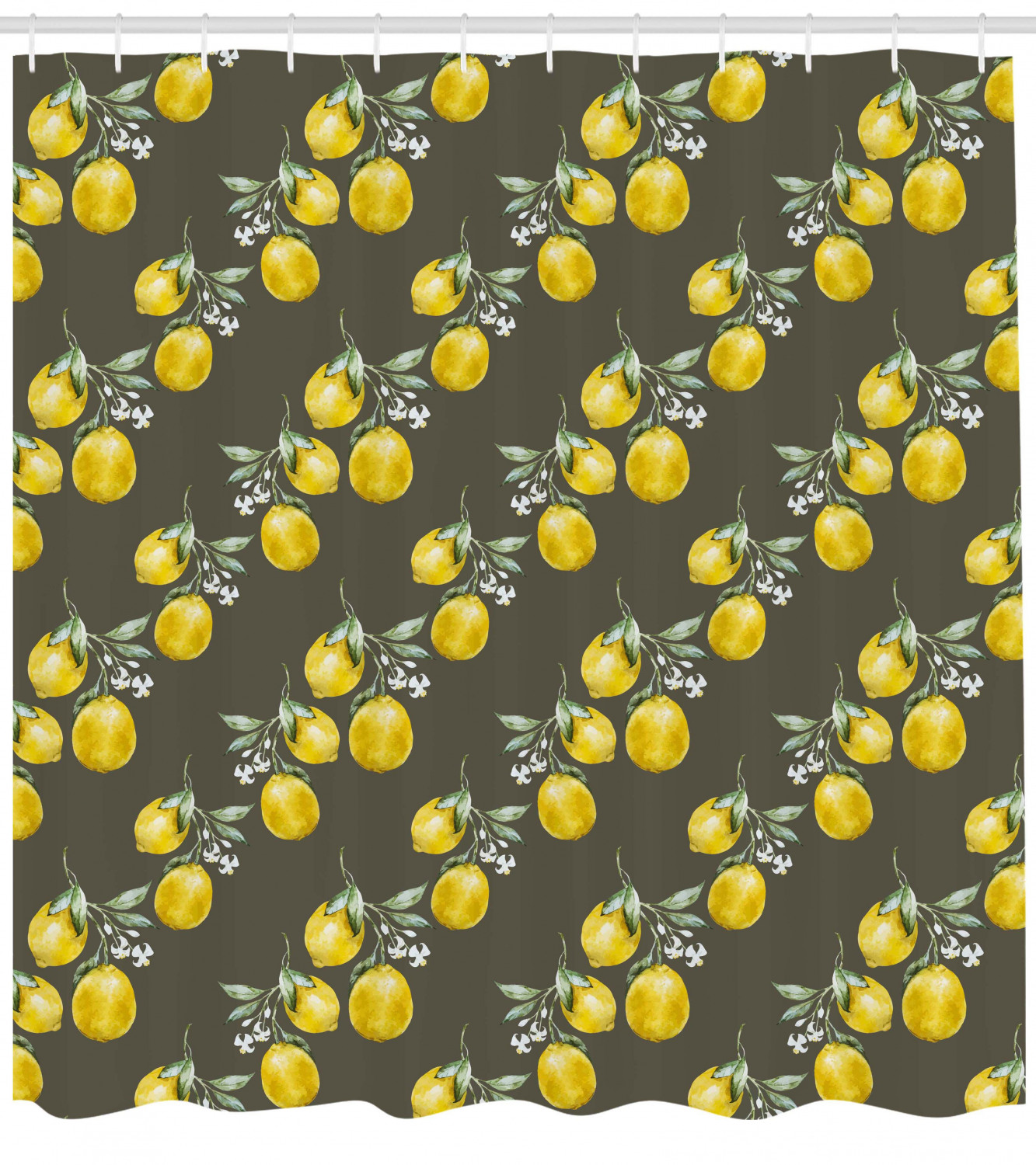 Lemon Branches Growth Print Shower Curtain for a Refreshing and Nature-inspired Bathroom Decor