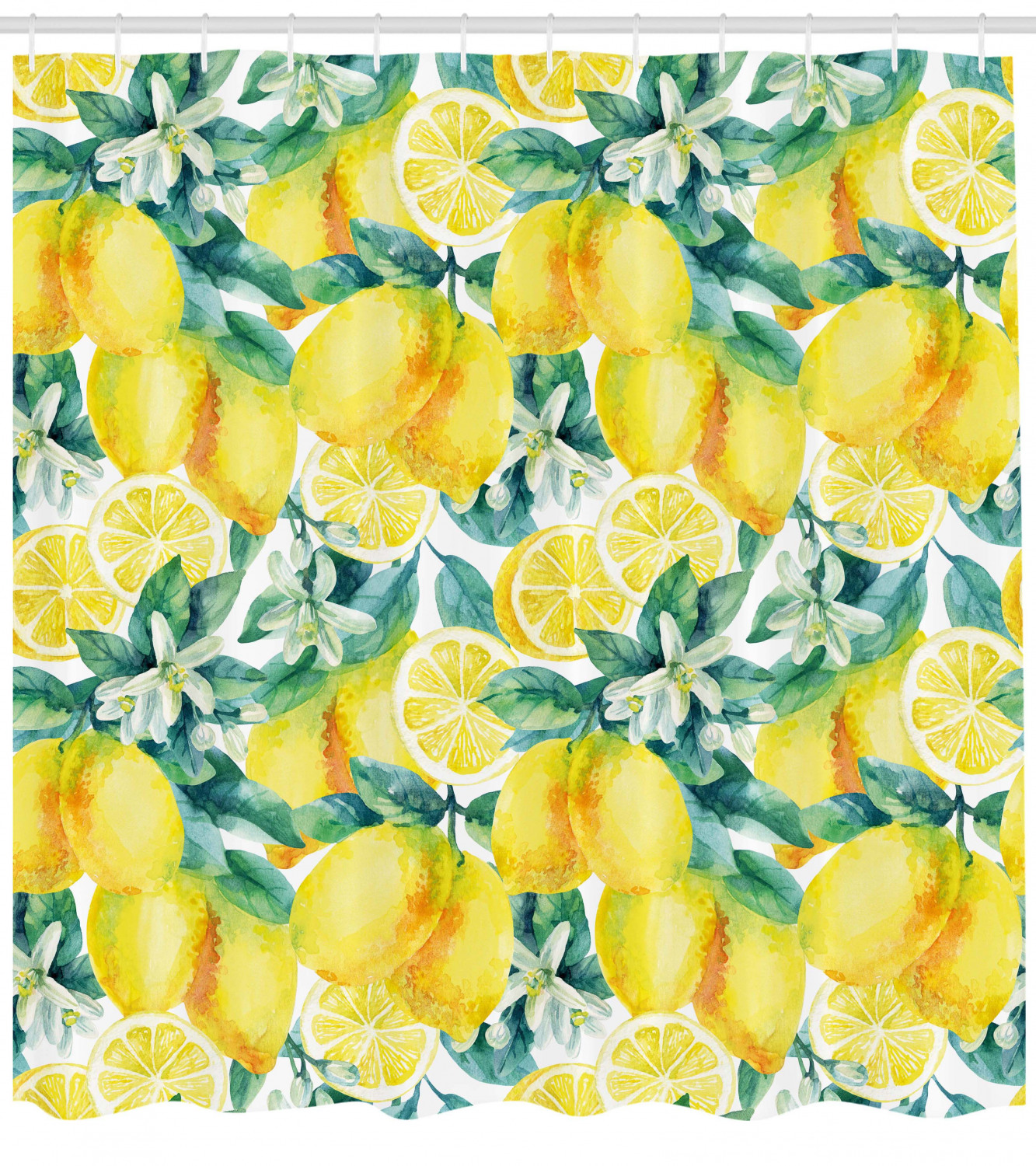 Lemon Citrus Branches Garden Print Shower Curtain For Bathroom