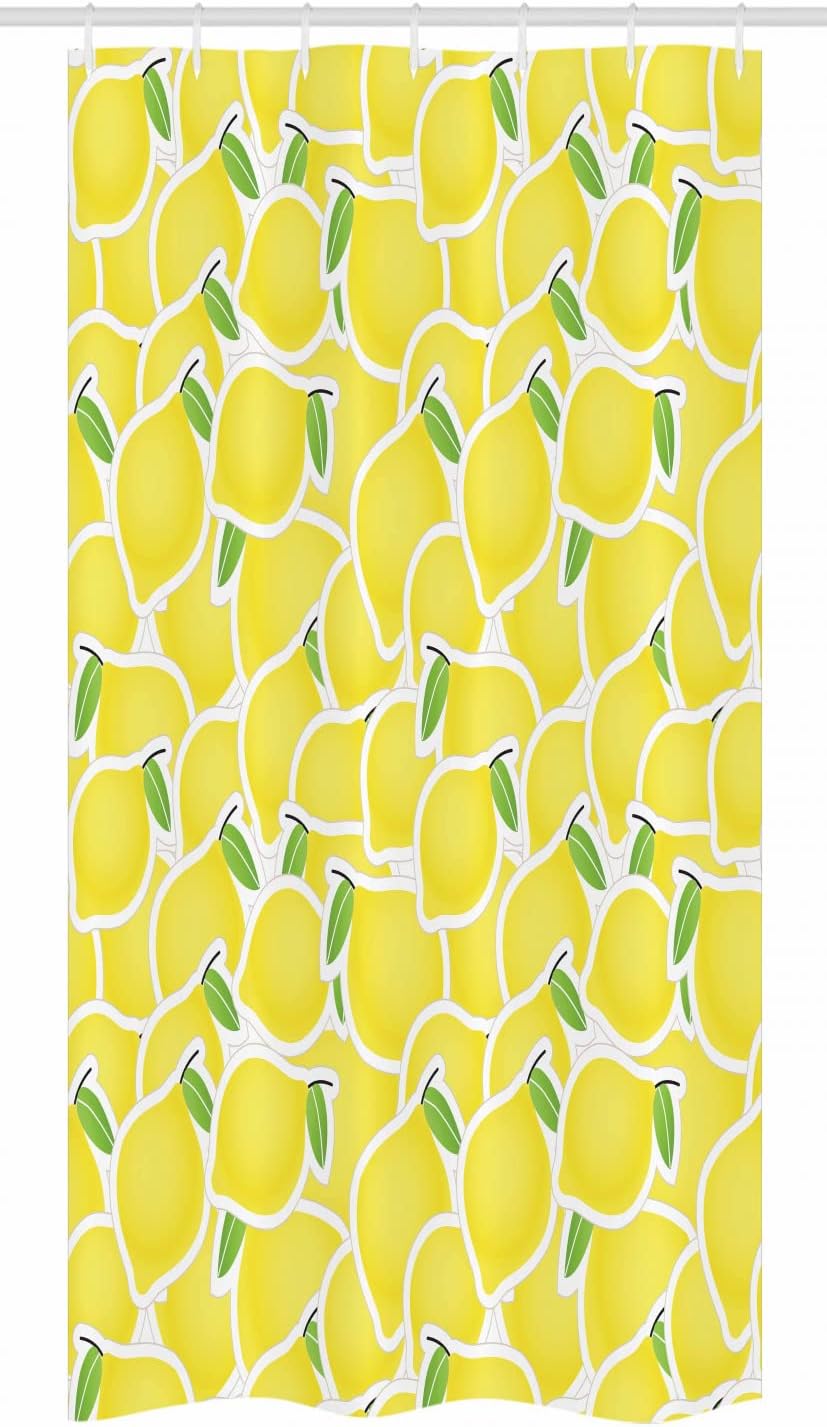 Lemon Citrus Images And Forms Nature Artprint Shower Curtain, Yellow Green Fabric Bathroom Decor - Image 3