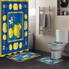 Lemon Flower Blue Texture Shower Curtain with Yellow Frame for Vintage Bathroom