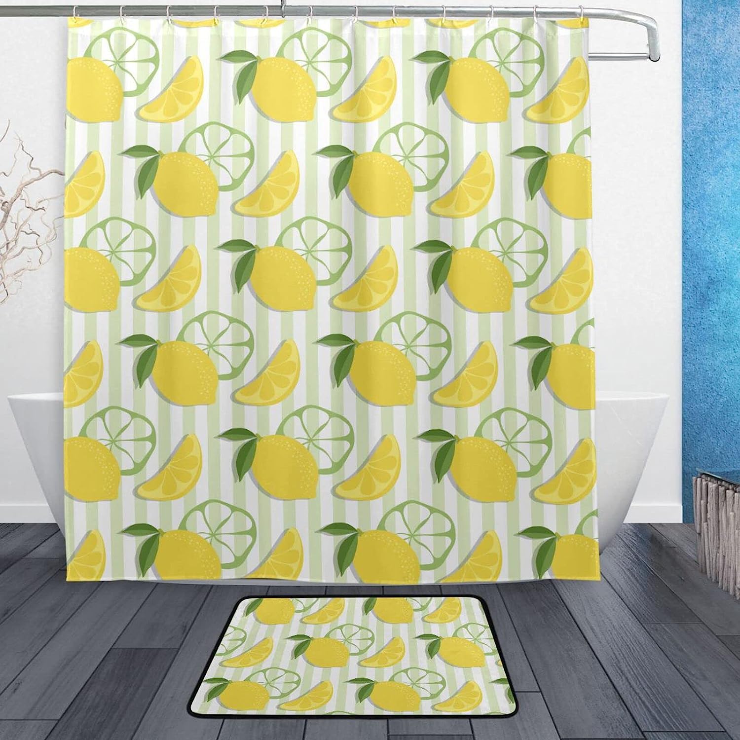 Lemon Fruit Bathroom Shower Curtain, Cheerful and Refreshing Bathroom Decor
