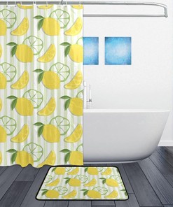 Lemon Fruit Bathroom Shower Curtain, Cheerful and Refreshing Bathroom Decor