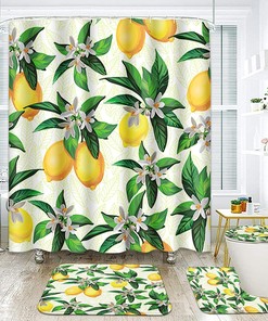Lemon Fruit Shower Curtain - Tropical Summer Bathroom Decor with Accessories