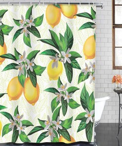 Lemon Fruit Shower Curtain - Tropical Summer Bathroom Decor with Accessories