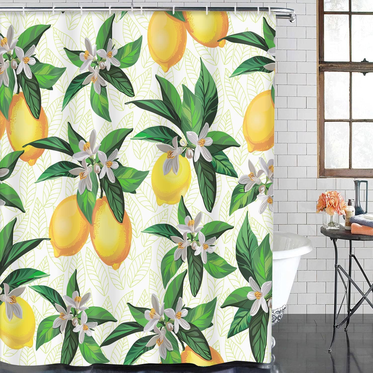 Lemon Fruit Shower Curtain - Tropical Summer Bathroom Decor with Accessories
