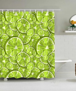 Lemon Fruit Slice Background Printed Shower Curtain For Home Hotels