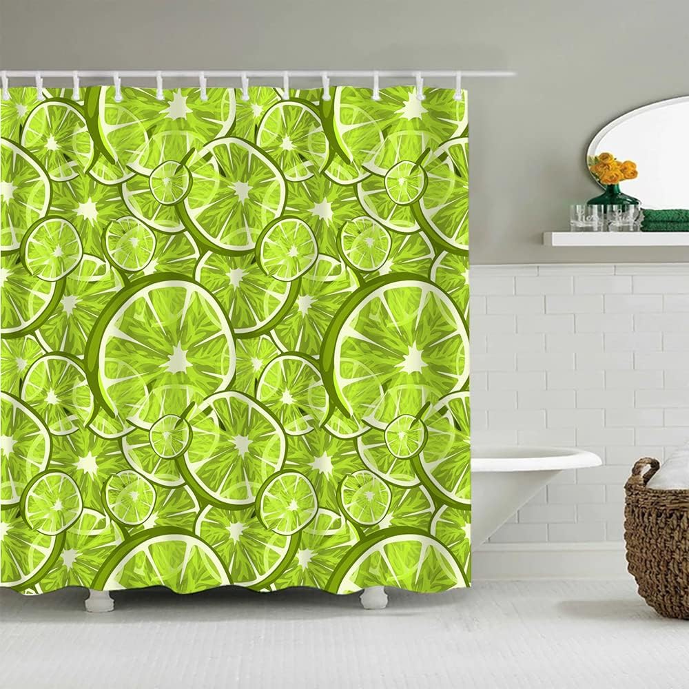 Lemon Fruit Slice Background Printed Shower Curtain For Home Hotels - Image 2