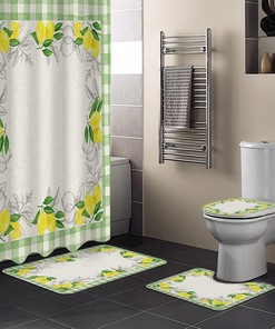 Lemon Green Buffalo Plaid Vintage Bathroom Shower Curtain