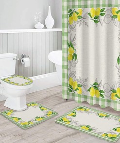 Lemon Green Buffalo Plaid Vintage Bathroom Shower Curtain