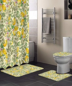 Lemon Green Leaf Pink Flower Vintage Bathroom Shower Curtains