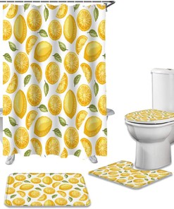 Lemon Hand Drawn Illustration Creative Shower Curtain Ideas