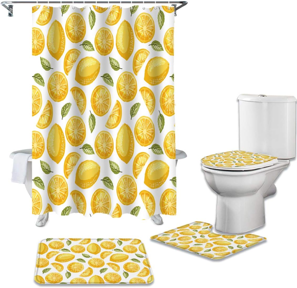 Lemon Hand Drawn Illustration Creative Shower Curtain Ideas