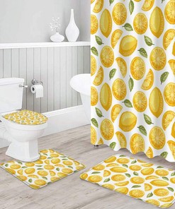 Lemon Hand Drawn Illustration Creative Shower Curtain Ideas