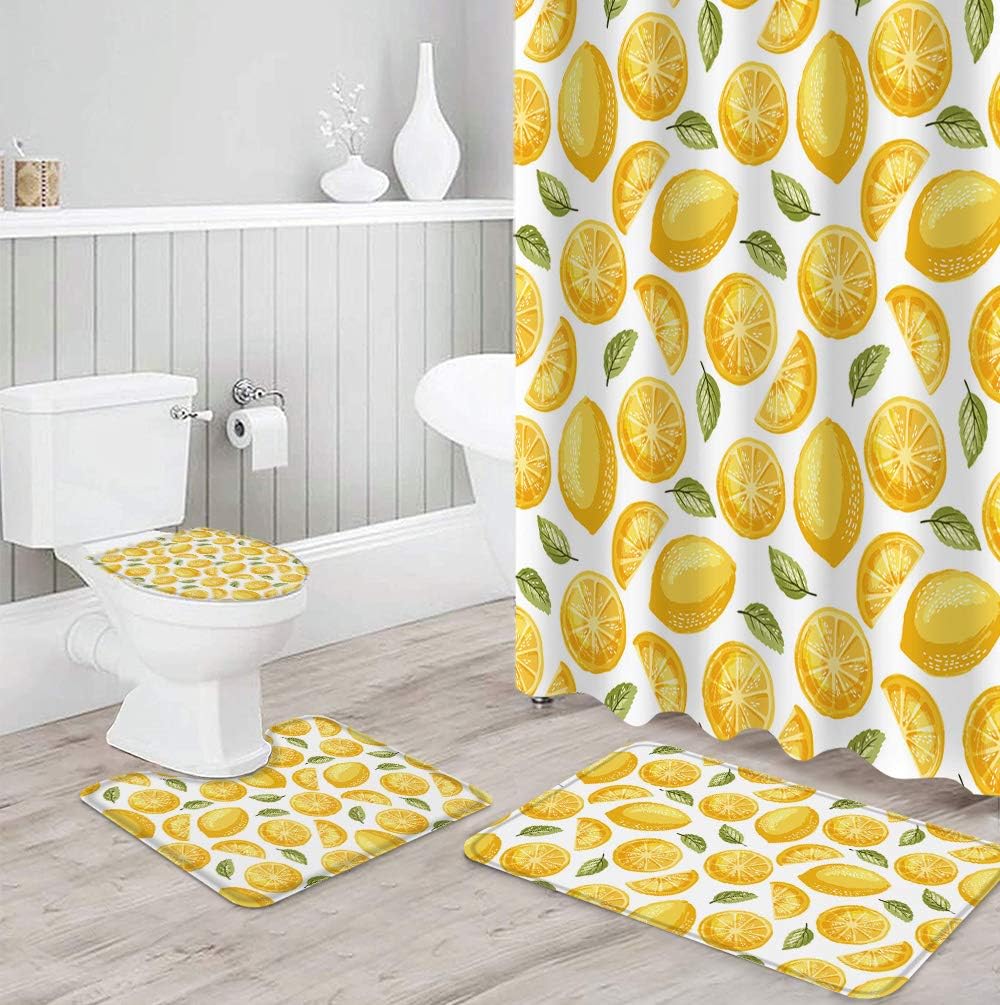 Lemon Hand Drawn Illustration Creative Shower Curtain Ideas