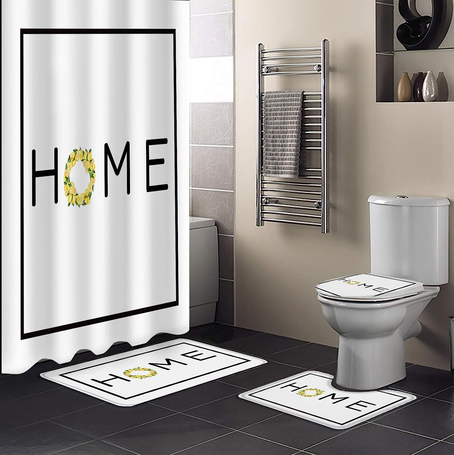 Lemon Home Bathroom Luxury Shower Curtain