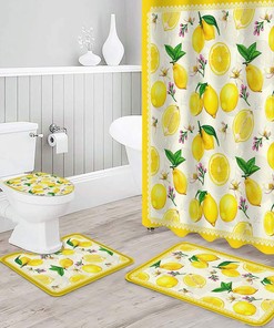 Lemon Pastoral Vintage Shower Curtain for Farmhouse Bathroom