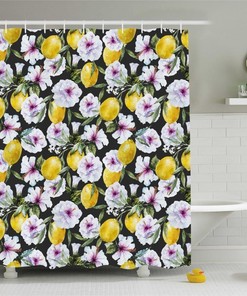 Lemon Pattern Shower Curtain for Summer Bathroom Decor 