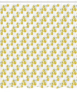Lemon Pattern Shower Curtain for Summer Bathroom Decor