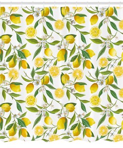Lemon Pattern Shower Curtain for Summer Bathroom Decor