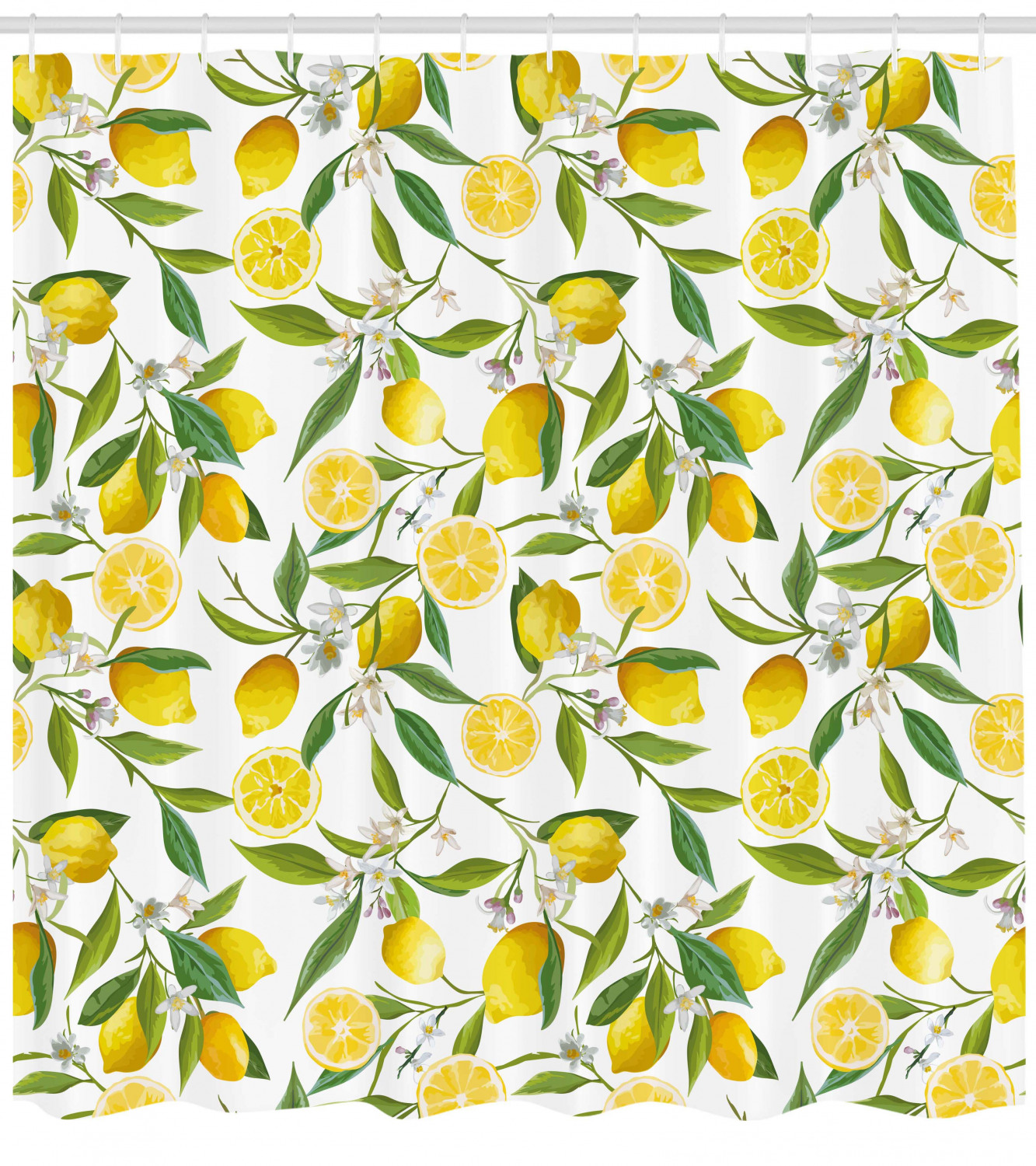 Lemon Pattern Shower Curtain for Summer Bathroom Decor