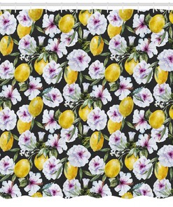 Lemon Pattern Shower Curtain for Summer Bathroom Decor