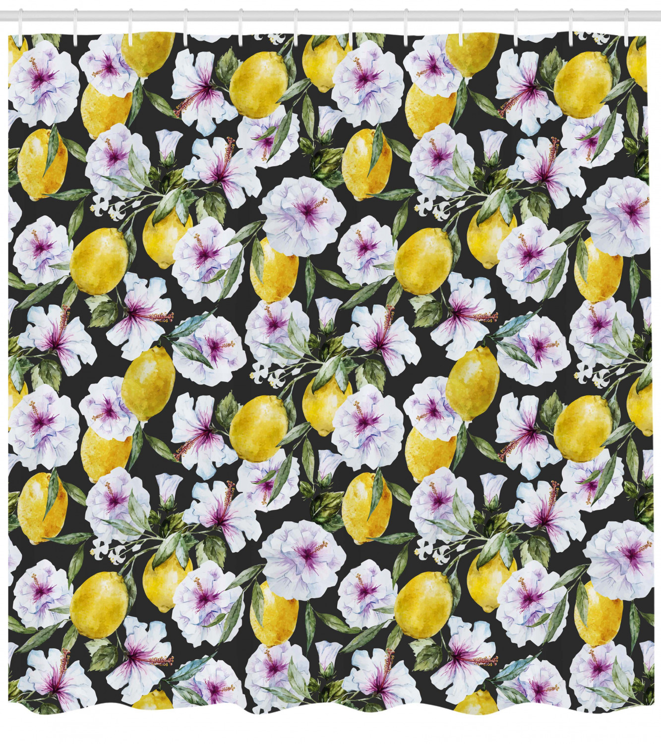 Lemon Pattern Shower Curtain for Summer Bathroom Decor