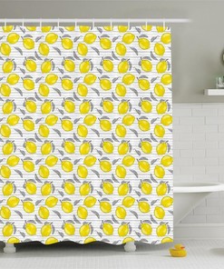 Lemon Print Shower Curtain, Colorful Bathroom Decor