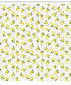 Lemon Print Shower Curtain, Colorful Bathroom Decor