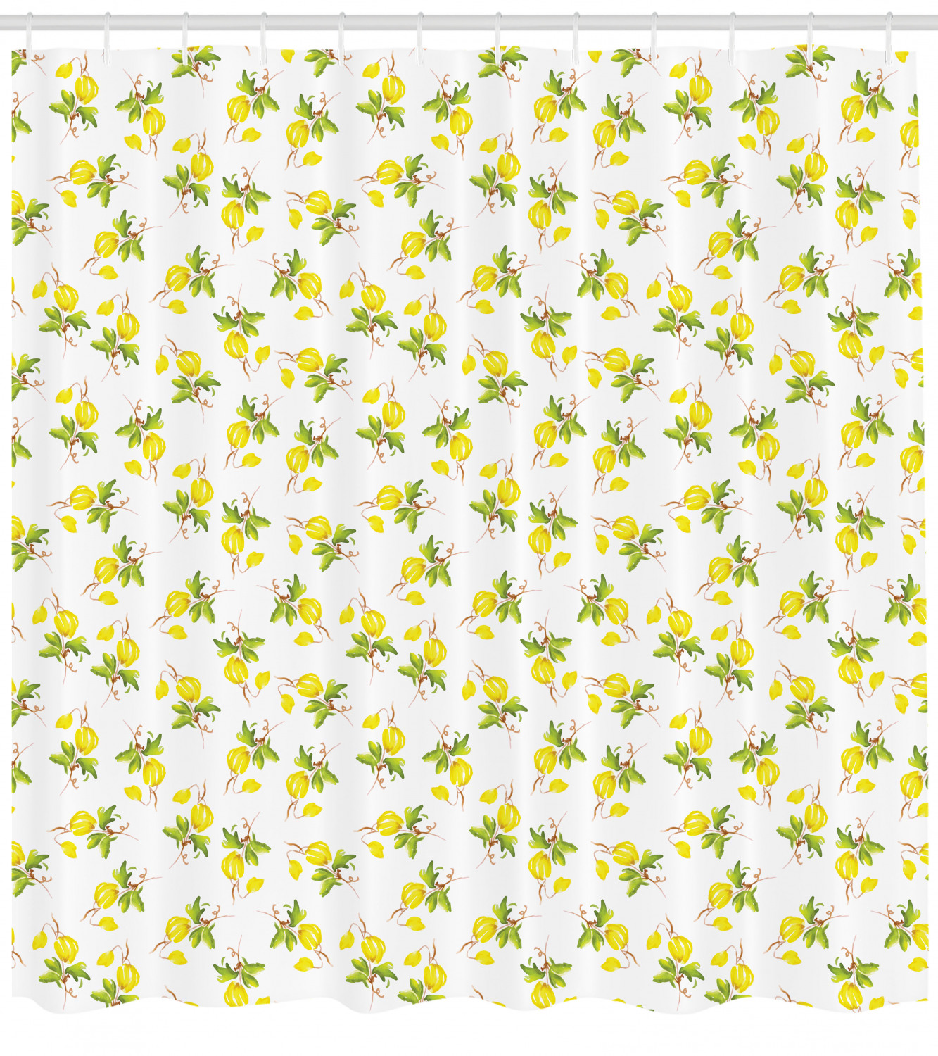 Lemon Print Shower Curtain, Colorful Bathroom Decor