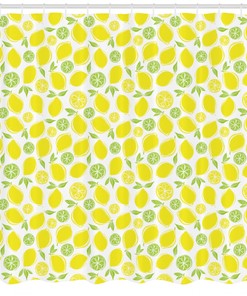 Lemon Print Shower Curtain, Colorful Bathroom Decor