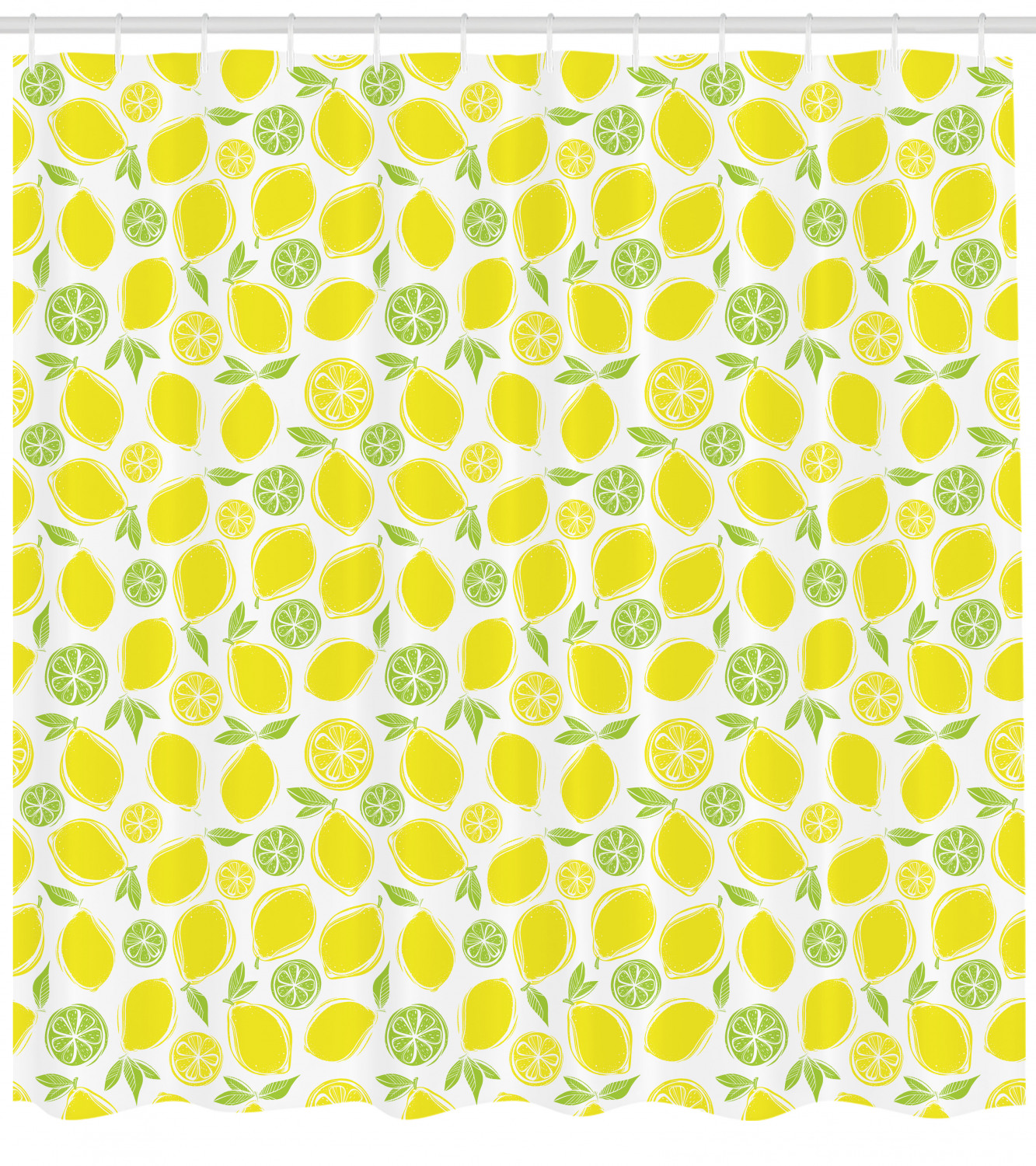Lemon Print Shower Curtain, Colorful Bathroom Decor
