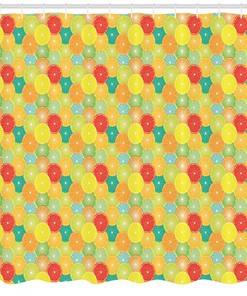 Lemon Print Shower Curtain, Colorful Bathroom Decor