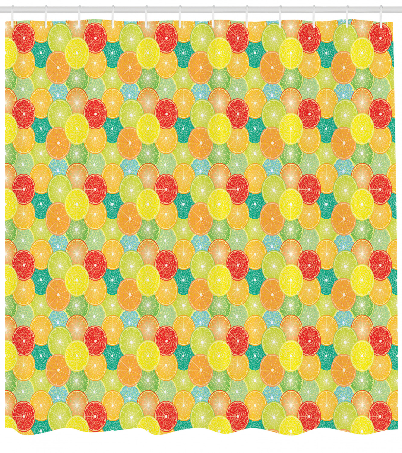 Lemon Print Shower Curtain, Colorful Bathroom Decor