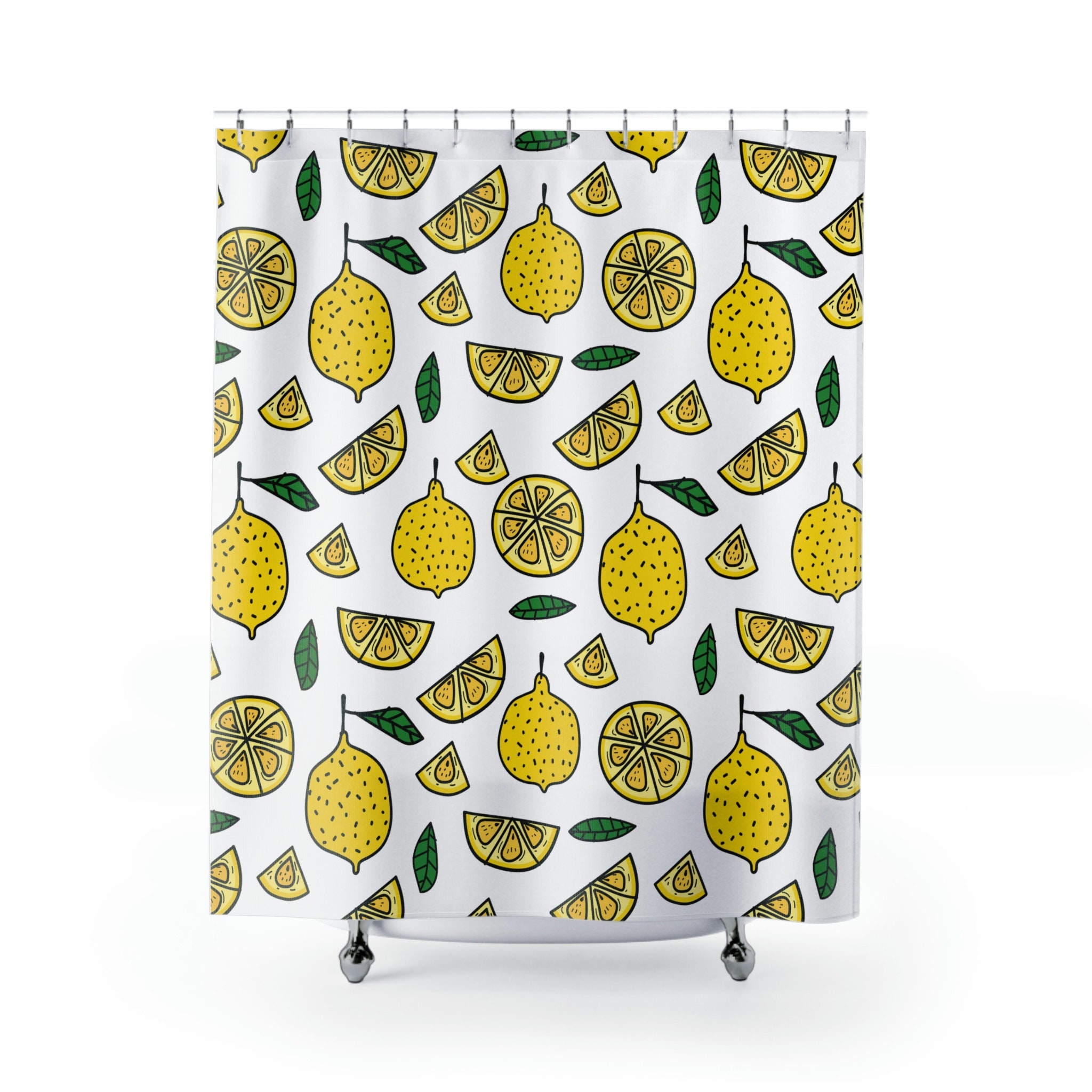 Lemon Print Shower Curtain - Cute Bathroom Decor Gift Idea